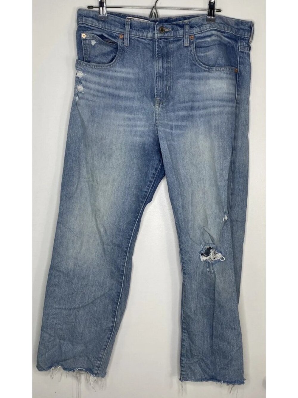 Gap 31 12R Ankle Flare High Rise Distress Light Wash Jeans